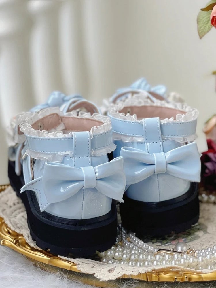 Light Lolita Bow with Accents Mary Sweet Trim Blue Janes - Ruffle