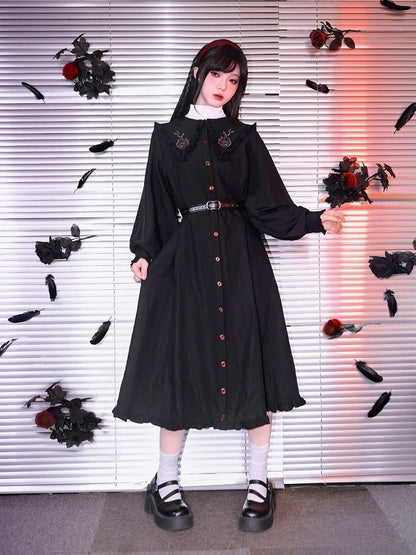 Dress Embroidery Sleeve With Gothic Balloon Black Eden-inspired