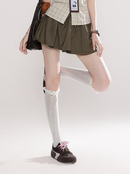 Vintage Coffee Minimalist Pleated Skirt - Rayohopp
