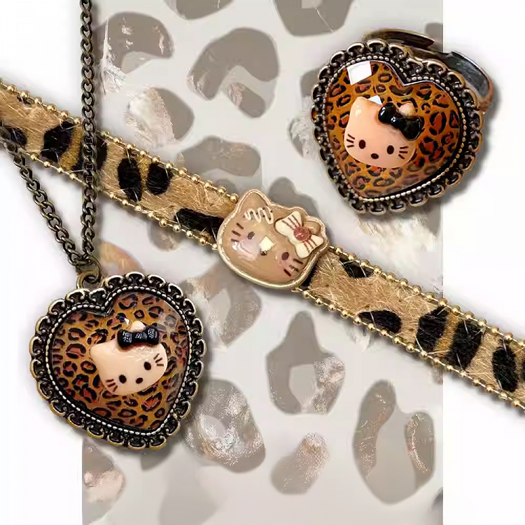 Brown Leopard Pattern Kitty Necklace/Ring/Bracelet/Choker