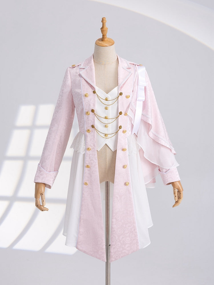 Sakura Pink Cherry Blossom Jacquard Cape Coat - DevilInspired Exclusive Collection