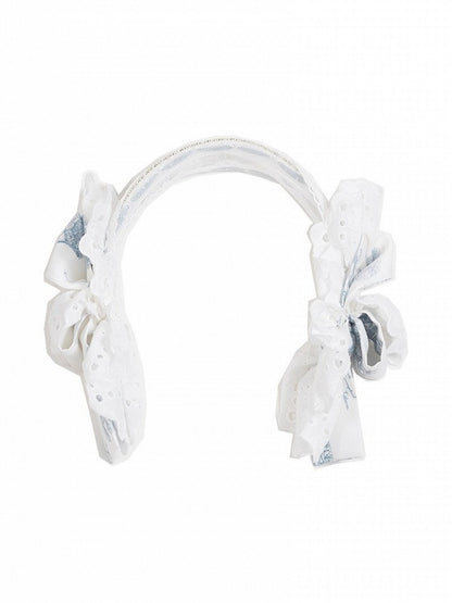 White Lace Trim Collar with Blue Floral Pattern - CEL