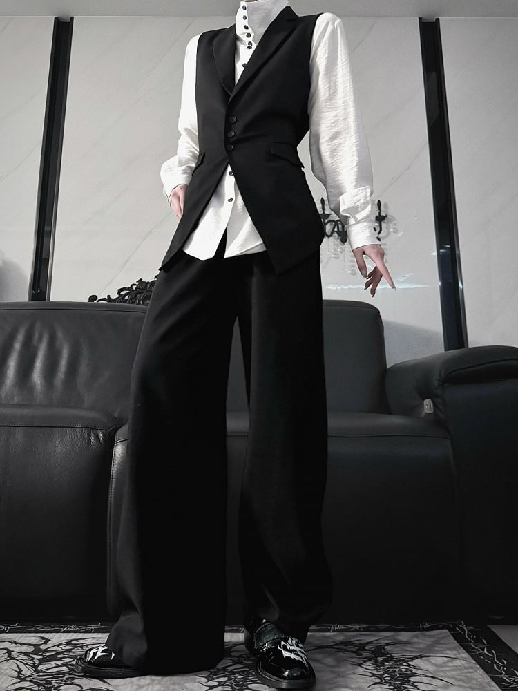 Black Slim-Fit Single-Breasted Waistcoat – Prince Style | Aont