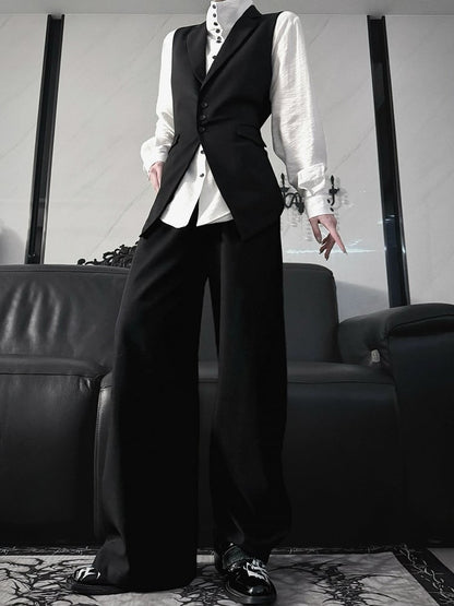 Black Slim-Fit Single-Breasted Waistcoat – Prince Style | Aont