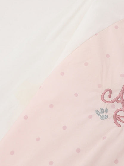 Cute Pink Bunny-Ear Hooded Sun Coat with Polka Dots