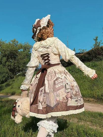 ロングピータークリーミーニットスリーブパントップカラー