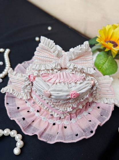 Pink Blue Mini Lolita Purple / Hat White