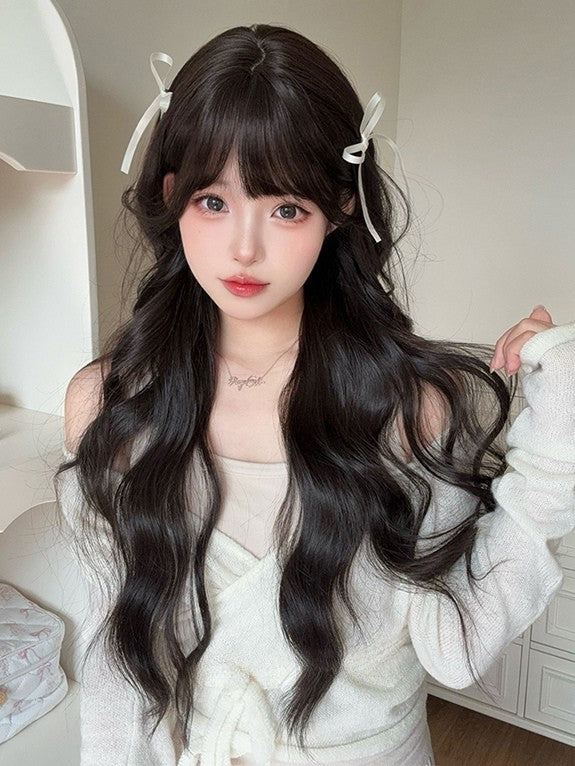 ブラックエアレングスバングウィッグ 75cm ティーウェーブ