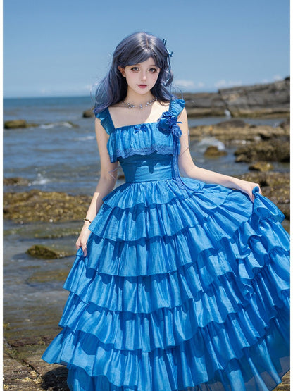 Blue Romantic JSK with Flounce Hem - With PUJI