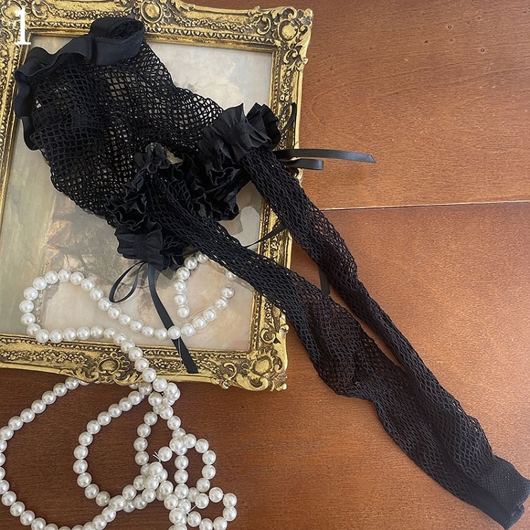 Gerüschte Netzstulpen Wärmer/Spitzenbeinstrumpfhose/Gerüscht Schwarz