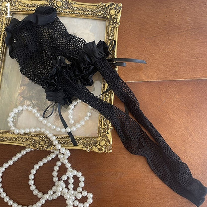 Gerüschte Netzstulpen Wärmer/Spitzenbeinstrumpfhose/Gerüscht Schwarz