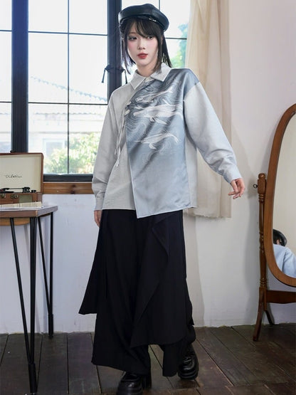 Black Multi-Panel Two-Way Wear Wide Leg Trousers - Quirky Hut
