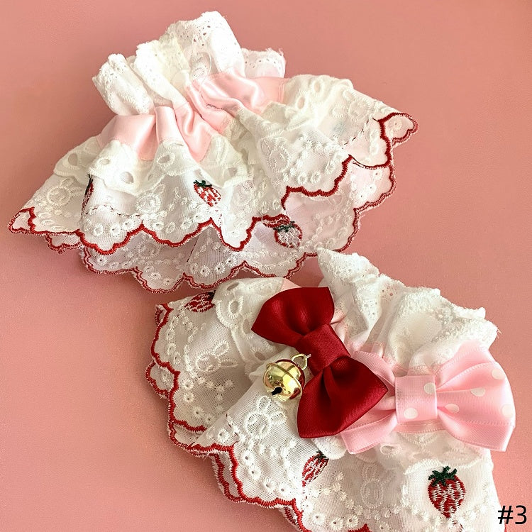 Sweet Wrist Cuffs Embroidery Strawberry Cute Rabbit Lolita and