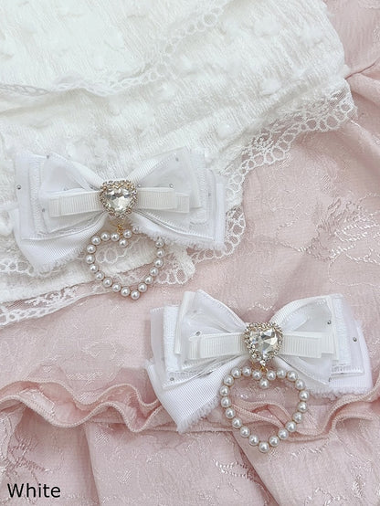 Jirai Rhinestone 5 Hairclips with Kei Charm Heart Bow Colors and