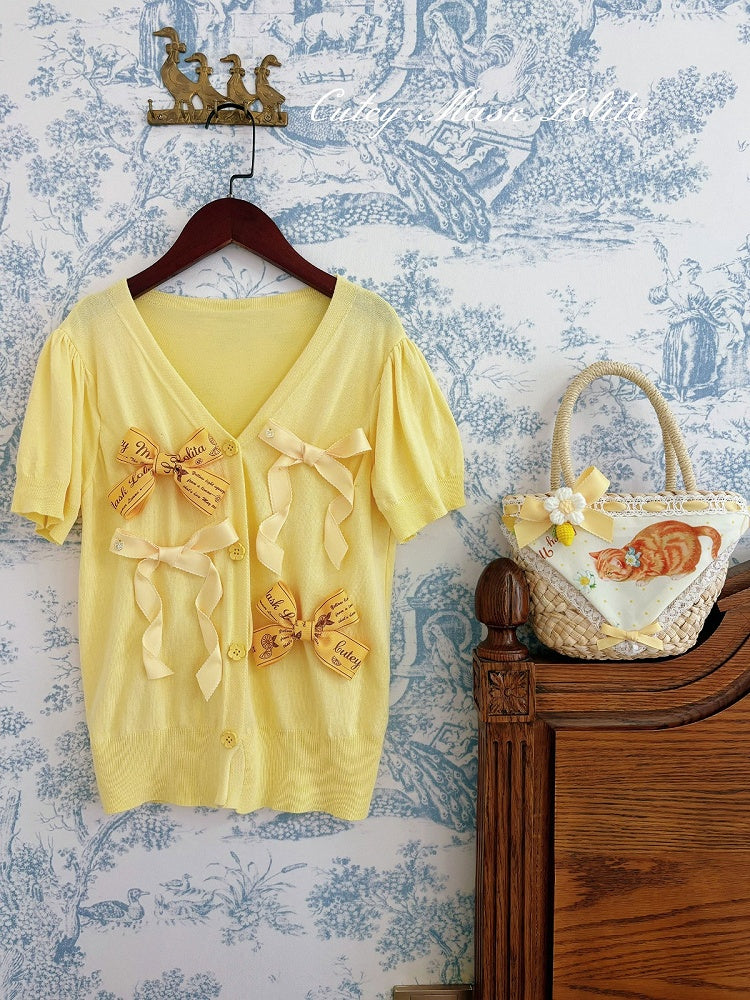 Yellow Short Sleeve Cardigan Jacket - Cutey Mask