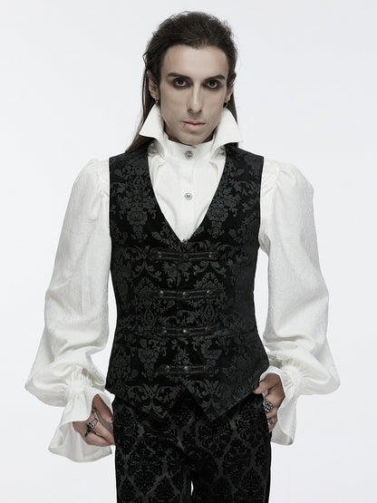 Black Vest Men's Printed Palace Gothic
