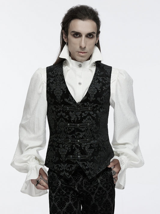 Black Vest Men's Printed Palace Gothic