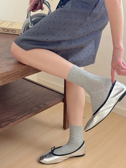 Ribbed Crew Socks - 4 Versatile Colors for Kawaii, Lolita & Dark Academia Styles