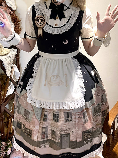 Bread Apron Beige Embroidery