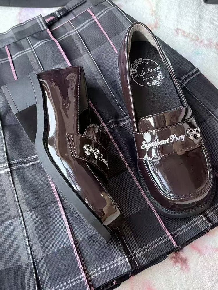 4,5 cm accents marron avec des mocassins preppy à talons style lettre
