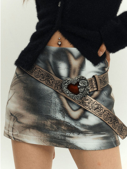 and Gray Punk Mini Bodycon Skirt Black