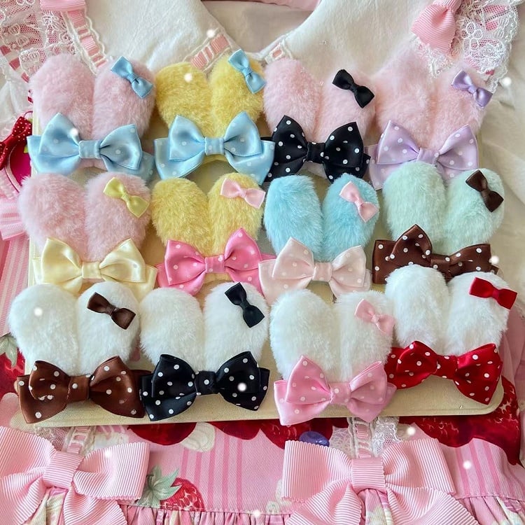 Ears Bowknot Bunny 13 Options Polka-dot Hairclip Decorated Pattern