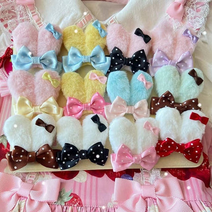 Ears Bowknot Bunny 13 Options Polka-dot Hairclip Decorated Pattern