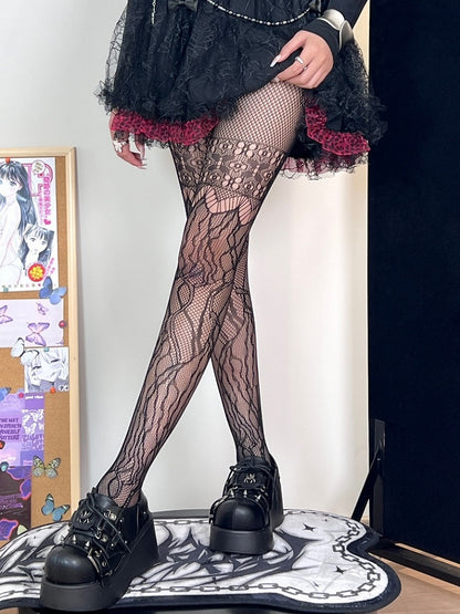 Strumpfhose mit Aussparungen in Schwarz, Cut-out-Designdetails