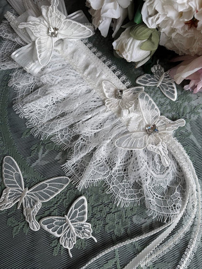 Monochrome Lace Headband with Butterfly Clip - Tachycardia