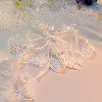 Black/White Decorated Cuffs Bowknot Wrist Lace