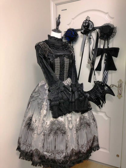 Black Bell Sleeve Lace Lolita Blouse - NnSTAR
