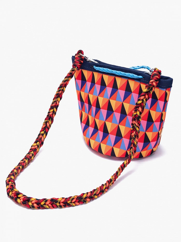 Cross Diamond Pattern Colorful Strap Bag Accents Crossbody Braided Multicolor With