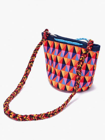 Cross Diamond Pattern Colorful Strap Bag Accents Crossbody Braided Multicolor With