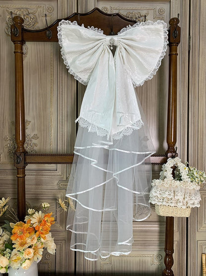 Weiß / Rosa / Blau / Grün Große Schleifenschleppe