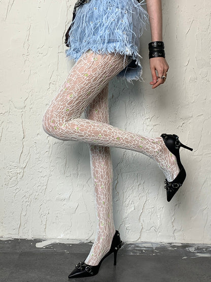 Y2K Asymmetrische Strumpfhose Grau/Weiß/Schwarz/Braun Hohldesign