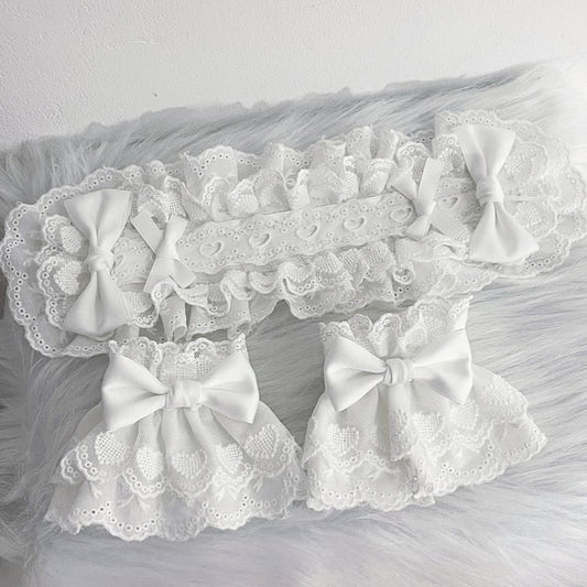 White Bowknot Decorated Wrist Cuffs