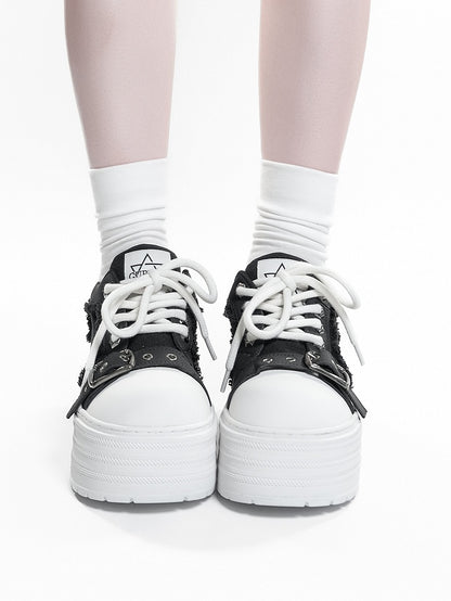 Platform - Sneakers Punk Pattern Black Hexagram