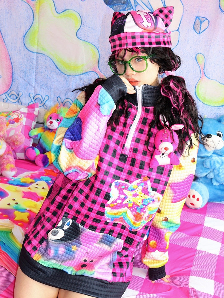 スターチェック柄スウェットシャツ Y2K ブラック柄