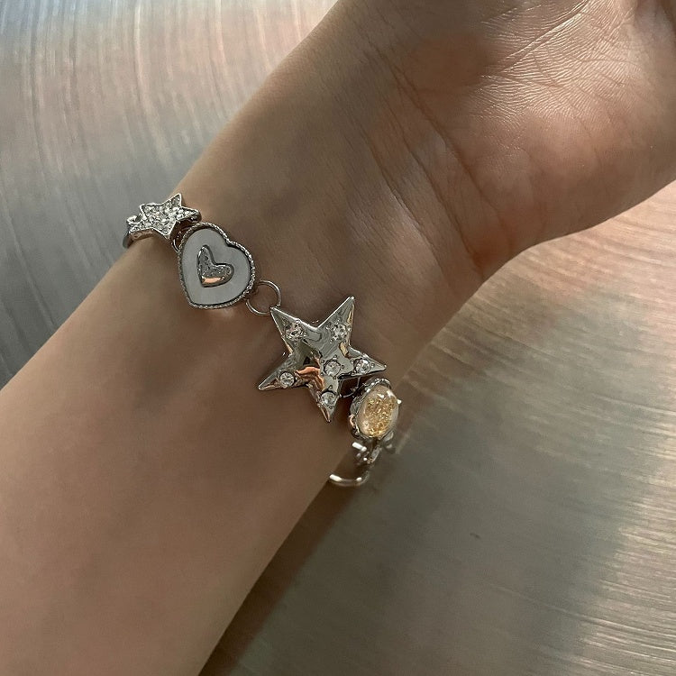 Silver Starand Floral Bracelet