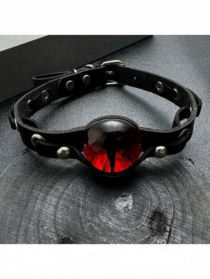 Gothic Black Choker with Red Devil Eye Charm - YSHXS