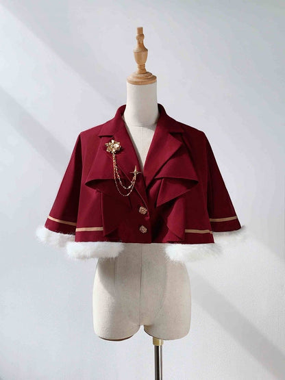 Red Ouji Blazer Collar Cape Lolita