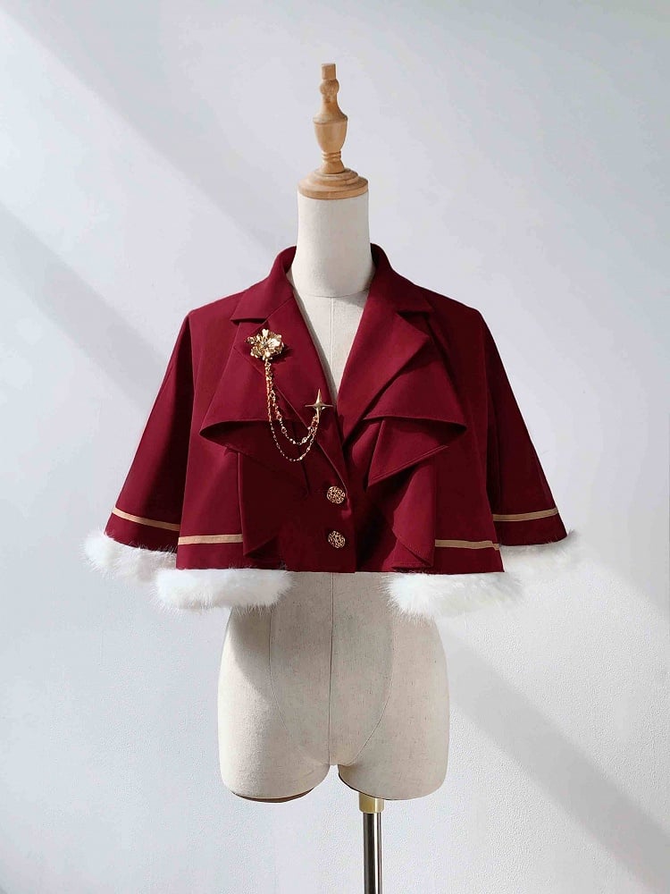 Ouji Roter Blazer mit Cape-Kragen Lolita