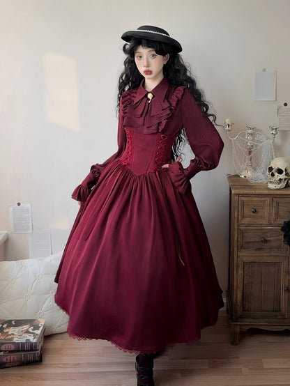 Super Skirt Red Lolita Reversible Boned Elegant Waist High