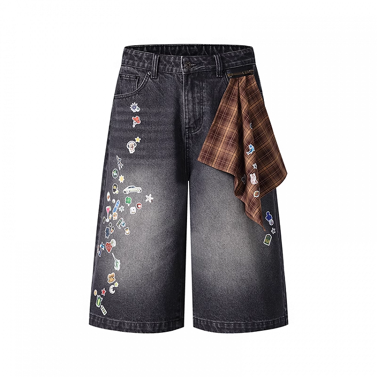 Cartoon Sticker Vintage Print Schwarz/Blau