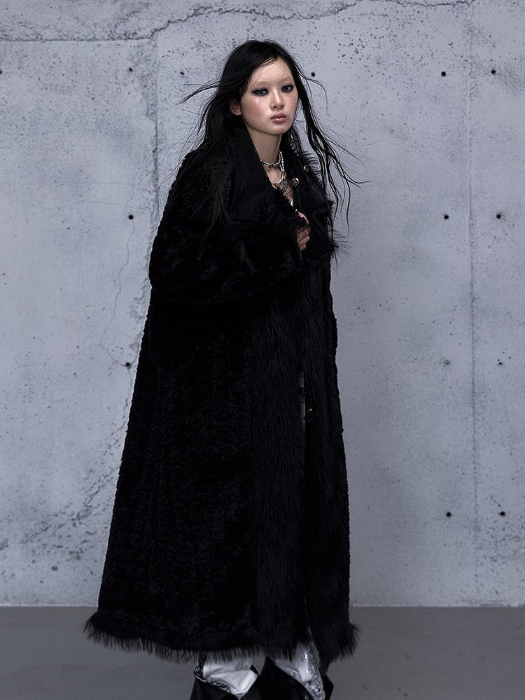 Coat 2-Way Pockets Belt Wasteland Functional Waist with Tie Black Punk
