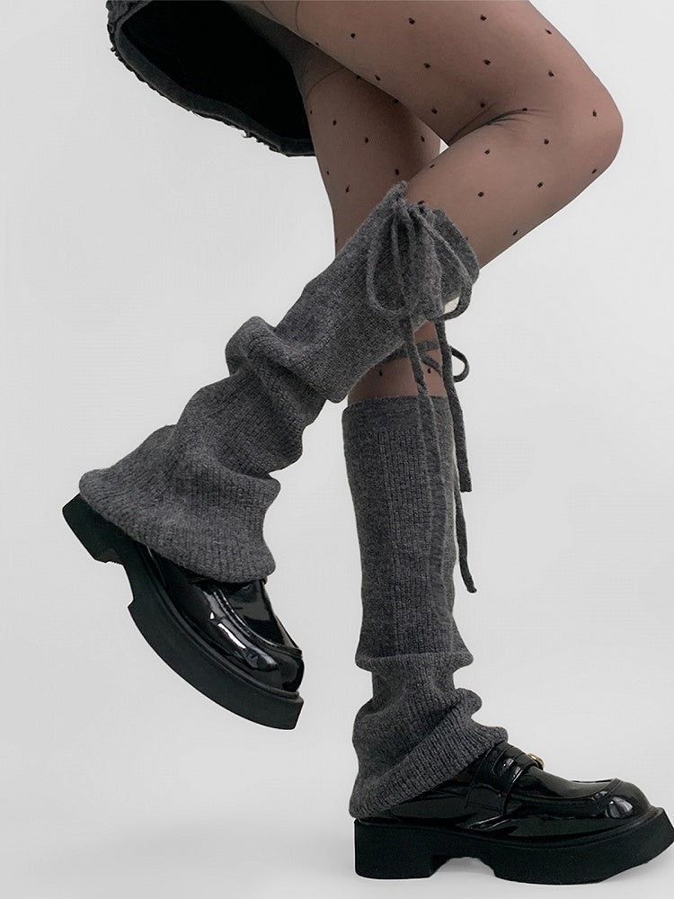 Straps Red/Gray/Coffee JK Leg Flared Warmers Design Bow