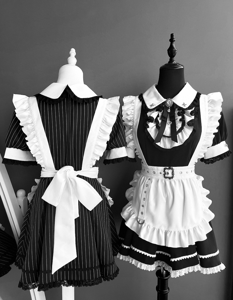 und Shorts Kei Jirai Set Pan Top Maid Weiß Peter Kragen Schwarz mit