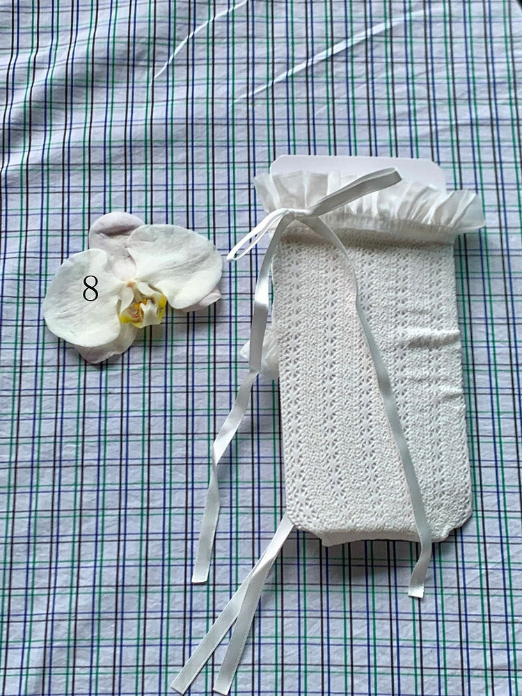 Spitzenbesatzsocken Weiß/Milchig Schleife Lolita Weiß/Schwarz/Rot/Lila/Grau/Braun