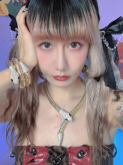 バングルネックレスセット付きデザイン スネークゴールド
