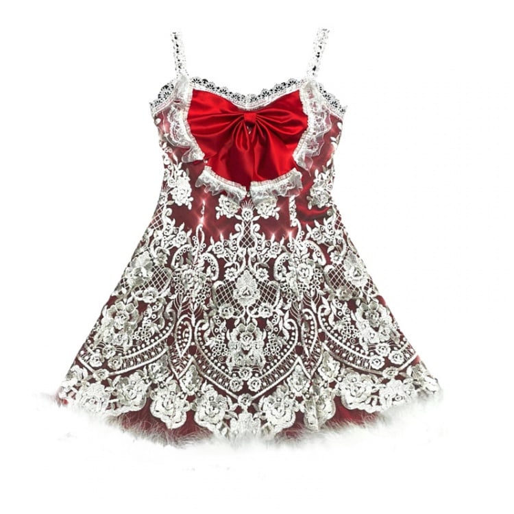 Elegantes Gothic-Camisole-Kleid in Rot für Weihnachten